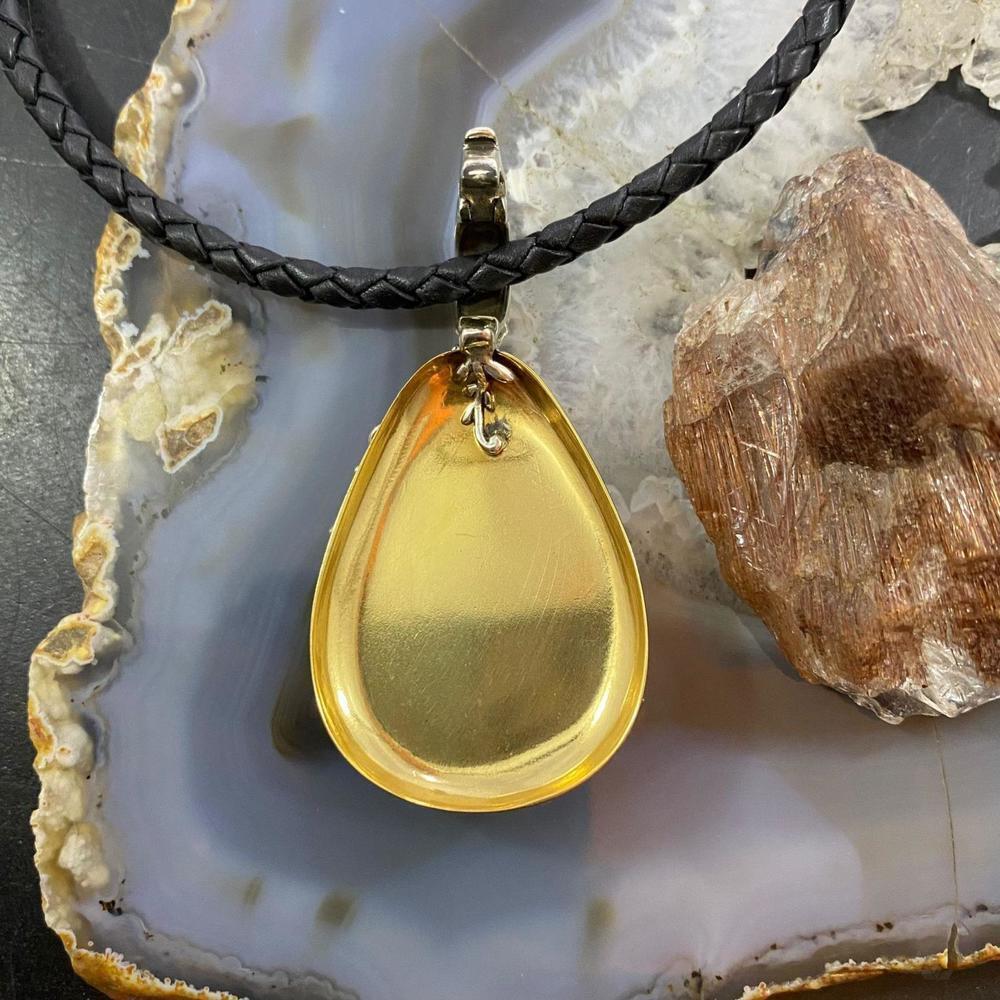 Carolyn Pollack Sterling Silver & Brass Yellow Jasper Enhancer Pendant For Women - Picture 7 of 10